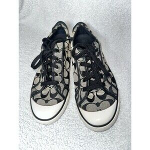 Coach Barrett Signature Logo Women's Sneakers Size 8.5b Black Gray Low Top